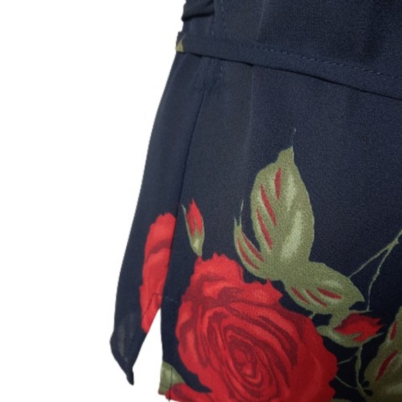 Size 12 Quite Sheer Unusual Collar Rose Print Chiffon Wrap Top - Picture 3 of 9